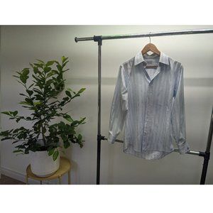 Maxwell clothiers hand tailored - blue and white pinstripe dress shirt